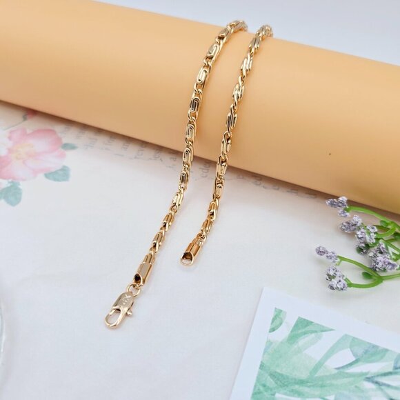 Elegant Rose Gold Plated Necklace with Textured Link Chain - 18"", XPNL0049 - Picture 6 of 12